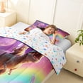 thumbnail image 4 of Feelyou Cat Riding Dinosaur Twin Comforter Sets for Boys Girls Kids, Galaxy Space Rainbow Bedding Set, Purple, Colorful Star Reversible, 2pcs, 4 of 6