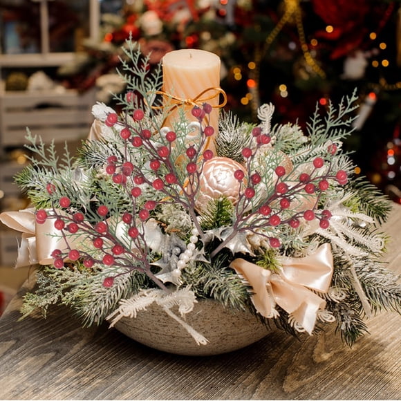 Esquejes de agujas de pino de plástico para decoración navideña, 1 pieza, esquejes blancos navideños, decoraciones de Halloween, decoración de otoño, decoración del hogar, adornos navideños.