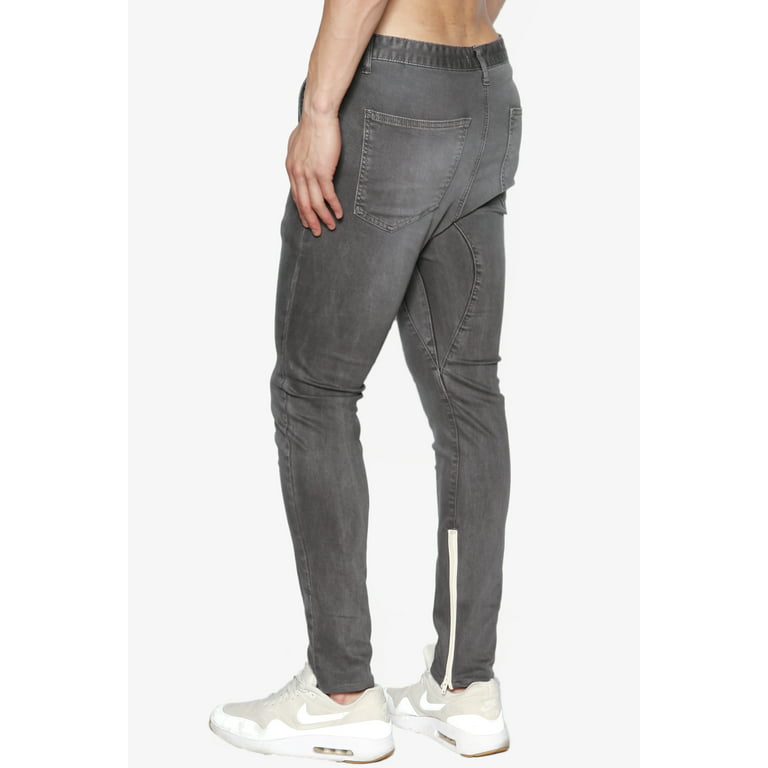 TheMogan Men's Ankle Zipper Drop Low Crotch Color Skinny Jeans Grey 29 Walmart.com