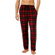 Perry Ellis Mens Plaid Pajama Lounge Pants, Red, Large