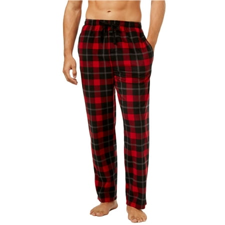 Perry Ellis Mens Plaid Pajama Lounge Pants, Red, Large