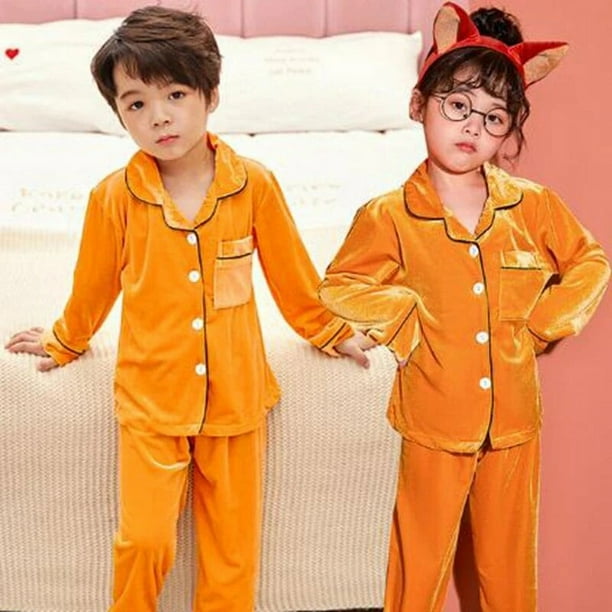 Conjunto de Pijamas Unisex para nino y nina ropa de dormir de terciopelo dorado calida de invierno Walmart en linea