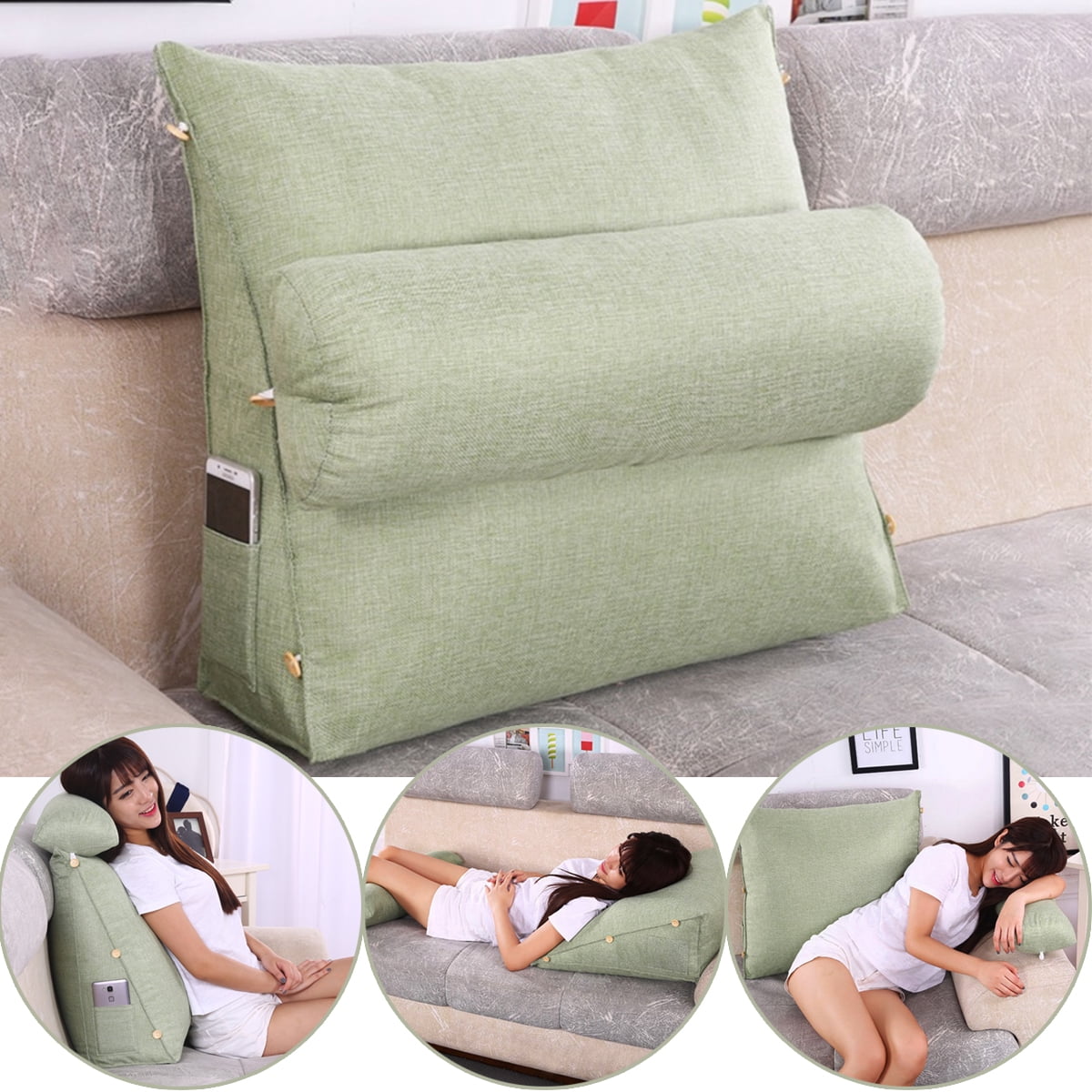Adjustable Back Micro Plush Bedrest Cushion Pillow Sofa Bed Office Chair Rest Waist Neck Support