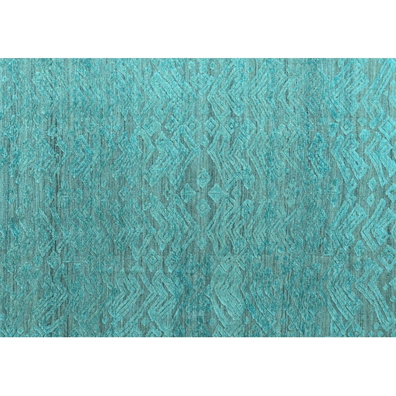 Ahgly Company Indoor Rectangle Abstract Light Blue Modern Area Rugs, 8' x 12'
