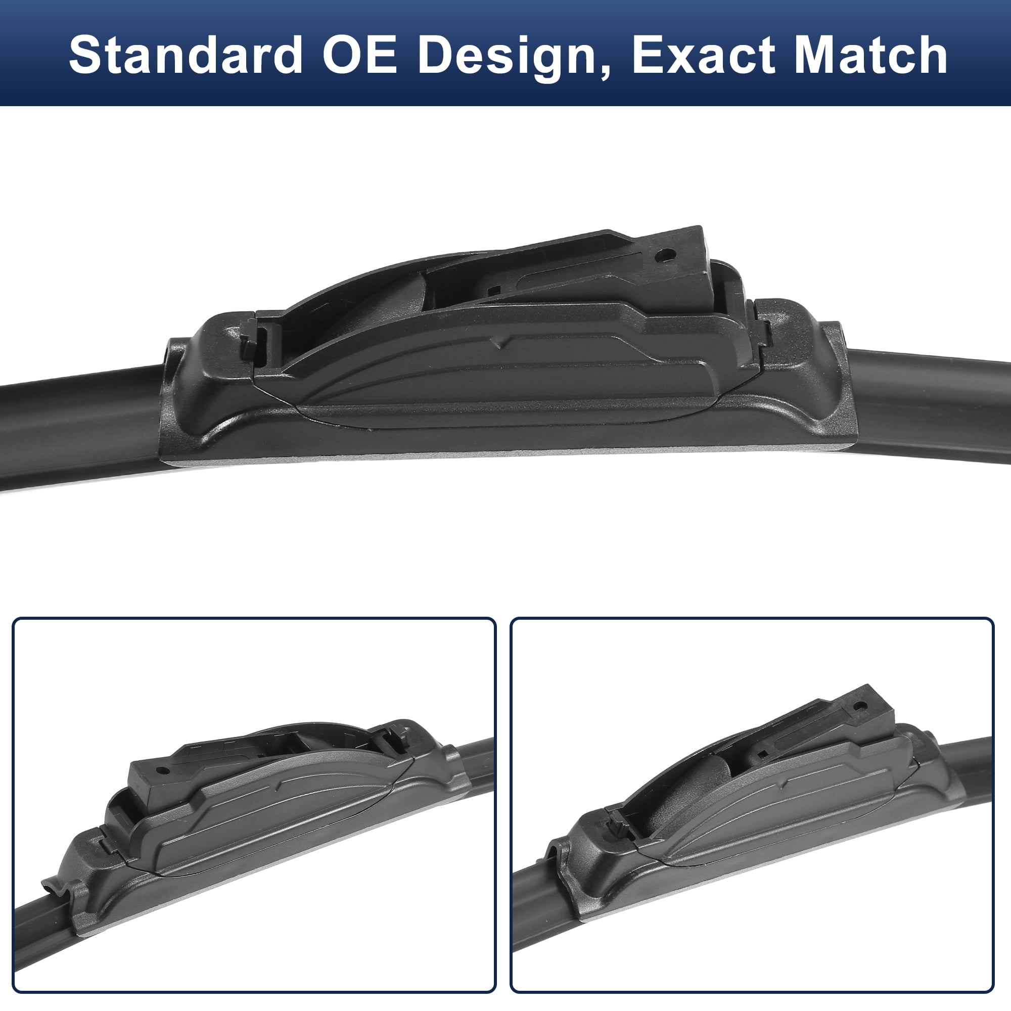 Unique Bargains 2pcs 24"+18" Silicone Front Windshield Wiper Blade Replacement for Chevrolet Equinox 16-23 J / U Hook