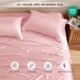thumbnail image 3 of THXSILK 4 Pcs Silk Sheet Set, Luxury Bedding Sets, 1 Fitted Sheet, 1 Flat Sheet & 2 Pillowcase, 100% Natural Mulberry Silk,Queen Size, 3 of 8