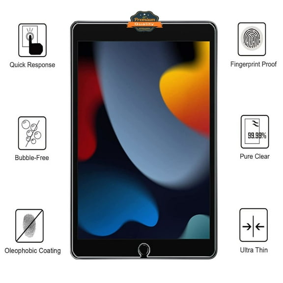 Case For Apple iPad 9th 8th 7th Gen (10.2 inch) Clear Full Glue Tempered Glass Screen Protector 9H Hardness, Case Friendly Tablet Cover [ Clear ]