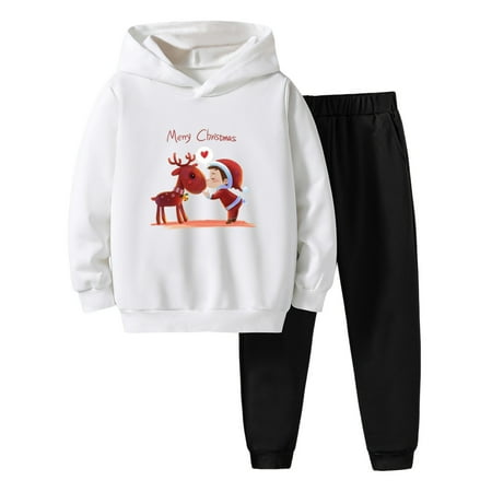 

Toddler Boys Girls Winter Christmas Long Sleeve Cartoon Prints Hoodie Tops Pants 2PCS Outfits Clothes Set Toddler Boy Winter Clothes 6 Month Boy Summer Clothes Boys Suspender Outfit Kids Sweat Suit 6