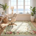 thumbnail image 3 of Design&I 2'x3' Washable Throw Rug Vintage Botanical With Floral Vines And Trailing Leaf Border for Hallway, Laundry Room, Low Profile Daily Traffic Ready Accent, 3 of 7