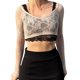 thumbnail image 1 of VISgogo Tops cortos de manga larga para mujer, camiseta ajustada con patrón floral transparente de color sólido, tops casuales de estilo simple VISgogo  moda, 1 of 7