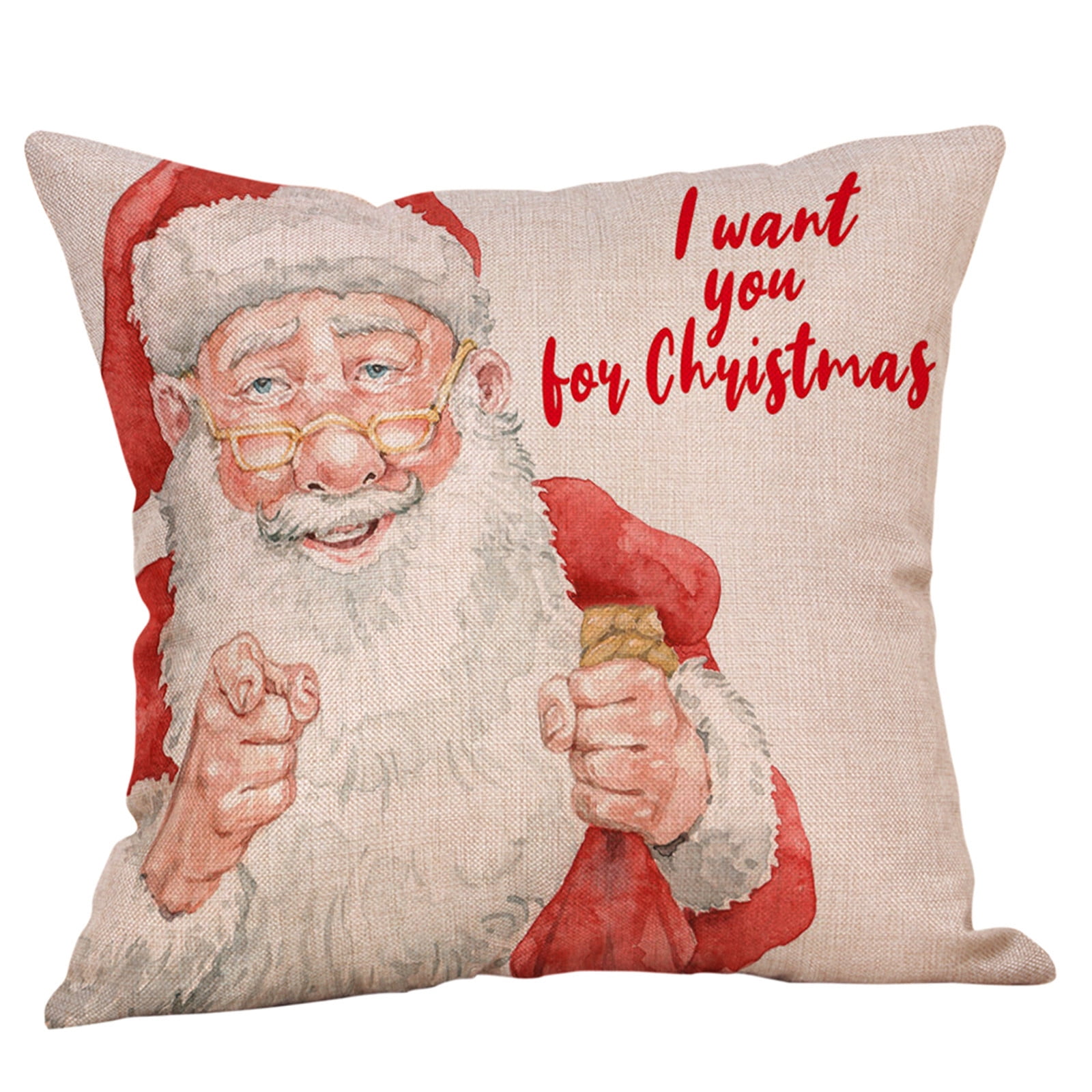18'' Santa Claus Cotton Linen Pillow Case Throw Cushion Cover Home Décor