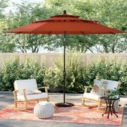 MF Studio 10ft Patio Umbrella 3 Tier Vented Outdoor Market Table Umbrella with Crank and Tilt All Aluminum Frame Orange Red