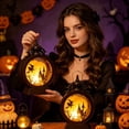 thumbnail image 5 of Witch LED Lantern, Black , 6.7" Battery Operated Light with Spooky Silhouette, Hanging & Tabletop Decor for Party, 5 of 8