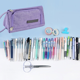 thumbnail image 4 of Estuche, estuche, 3 compartimentos, bolsa de gran capacidad, violeta, 4 of 5