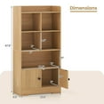 thumbnail image 3 of Costway Freestanding Bookshelf with Doors 2 Storage Cabinets and 5 Cubbies 2 Anti-tip Kits Natural, 3 of 10