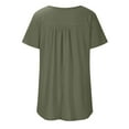 thumbnail image 6 of Wyobmus Plus Size Tops for Women Short Sleeve Tunics Loose Fit Button-Up Shirt Crew Neck Pleated Solid Casual Dressy Blouses,S-5X,C-Olive Green, 6 of 6