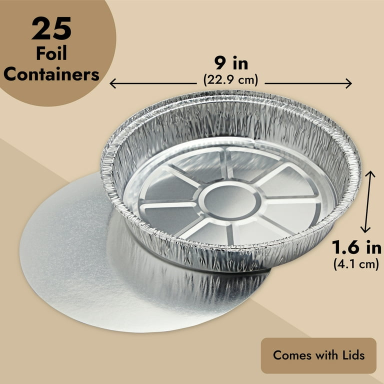 9 Round Aluminum Foil Pans with Dome Lids (Pack of 25/50/100) for Baking,  Cooking, Serving buy in stock in U.S. in IDL Packaging