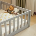 thumbnail image 5 of Ktaxon Montessori Twin Floor Bed with Safety Guardrails, Toddler Bed Frame for Kids, Wood Frame - Gray, 5 of 6
