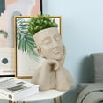 thumbnail image 3 of LuxenHome Speckled Off White MgO Thoughtful Bust Head Planter, 3 of 9