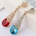thumbnail image 5 of Grandest Birch Women Waterdrop Chandelier Rhinestone Full Zircon Earrings Ear Stud Ear-clip Alloy, Rhinestone, Zircon Red, 5 of 7