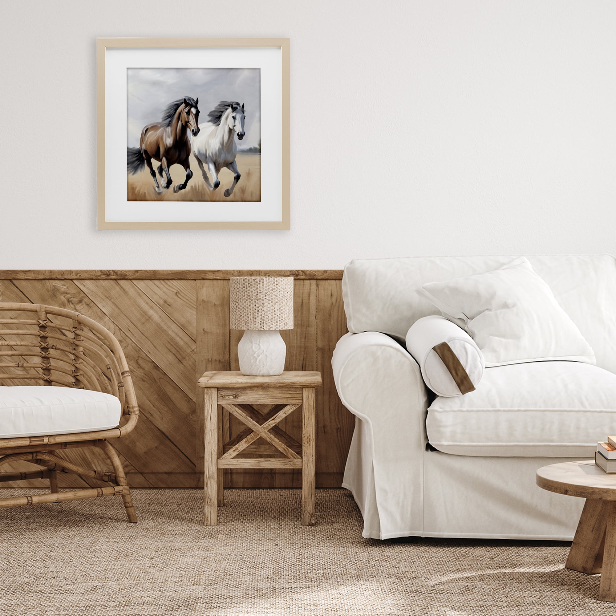 Stupell Industries Wild Run Twin Horses Birch Framed Print Under Glass, design by Kim Allen