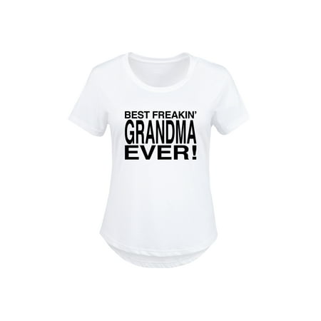 Best Freakin Grandma Ever, Stacked Black  - Ladies Plus Size Scoop Neck (Best Plus Size Websites)