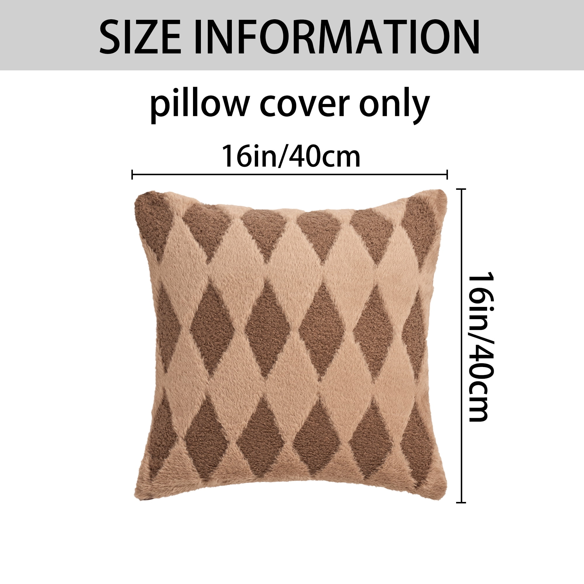 Unique Bargains Pack of 2 Plush Throw Pillow Covers with Diamond Pattern Dark Brown