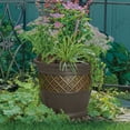 thumbnail image 5 of Suncast Atlin 18in Résine Ronde Décoratif Pot de Fleurs Vase Boîte Planteur, Java, 5 of 5