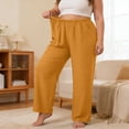 thumbnail image 2 of Ozmmyan Womens Plus Size Wide Leg Sweatpants Solid Color Ultra-Thin Sweat Pants High Elastic Waist Cotton Lounge Pants Yoga Sleepwear Casual Home Trousers for Spring Summer, 2 of 4