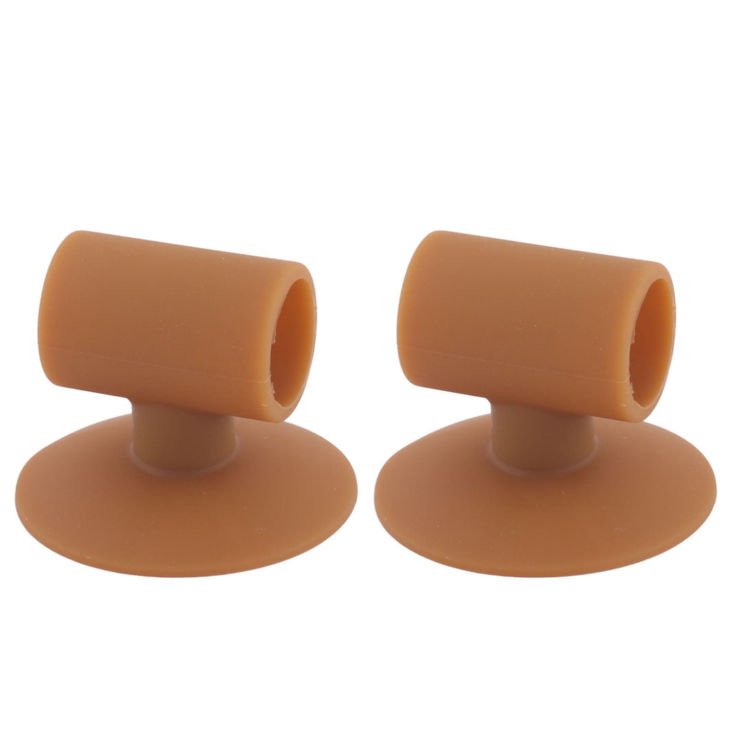 Rubber Suction Cup Door Handle Knob Stopper Wall Protector Coffee Color 2pcs