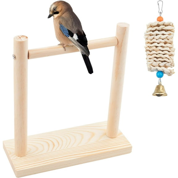 Brown Bird Stand Tabletop Parrot Training T Stand PerchTabletop Bird Perch ShelfParrot Gym Stand Perch for Small Parrots Parakeets Cockatiels Lovebirds