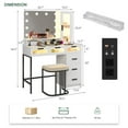 thumbnail image 2 of HNEBC Makeup Vanity with Lights, Vanity Makeup Desk with Charging Station,Vanity Table Set with Vanity Mirror, Vanitys with 6 Drawers/Stool, with Senser Mode Dressing Table, White, 2 of 8