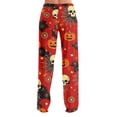 thumbnail image 6 of Womens Halloween Pajamas Funny Pumpkin Print Wide Leg Pajama For Women Halloween Elastic Waist Comfy Lounge Pants, 6 of 9