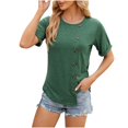 thumbnail image 2 of Fesfesfes Workout Clothes Womens Fashion Print Tops Short Sleeve Out Blouse Funny Round Neck T-Shirt Tops Womens Short Sleeve Blouse 2XL(US:12), 2 of 7