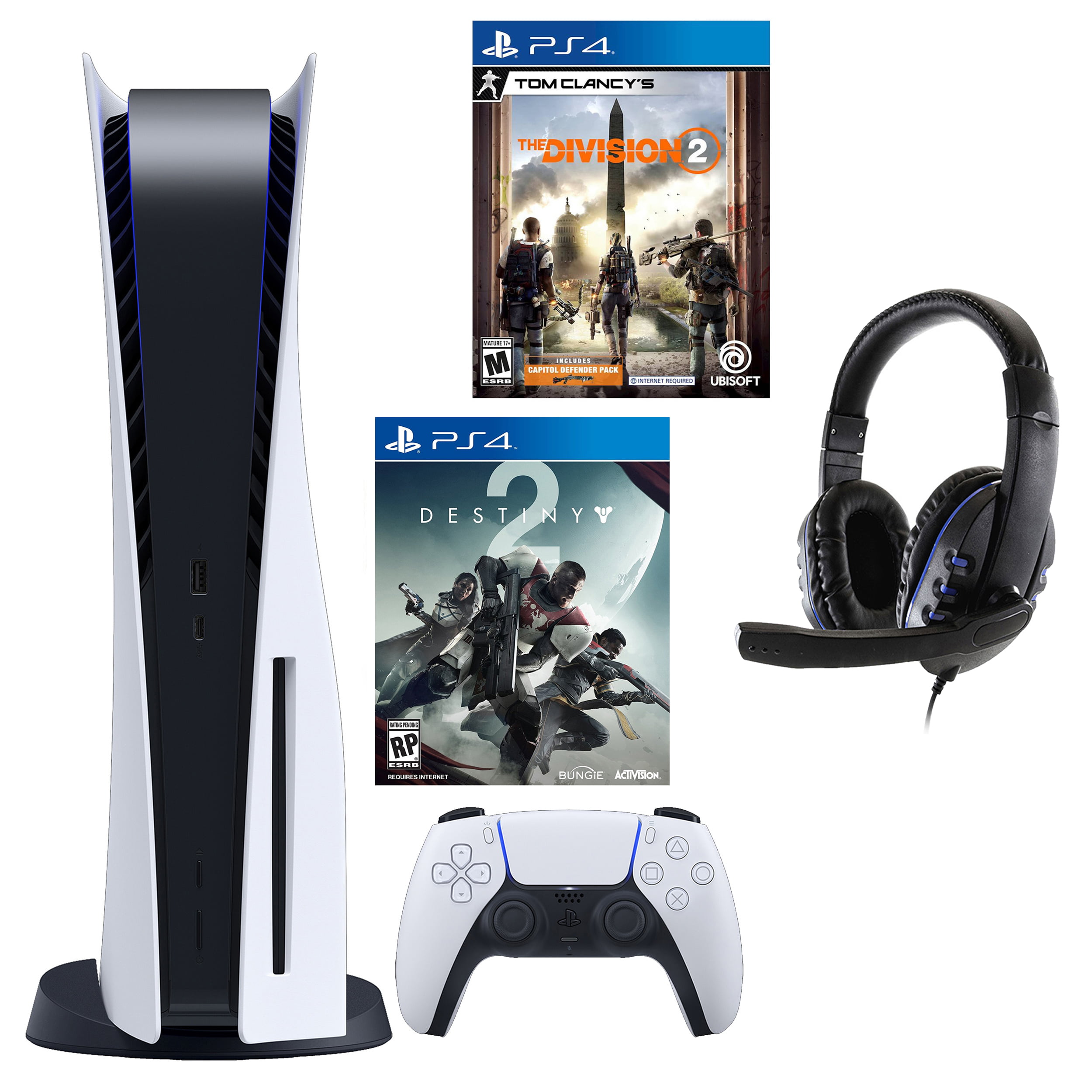 Sony PlayStation 5 Disc Version Console with The Division 2, Destiny 2 and Headphone