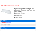thumbnail image 2 of Right Passenger Side Headlight Lens - Compatible with 2001 - 2005 BMW 330i (From 9/2001) 2002 2003 2004, 2 of 2