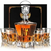 Whiskey Decanter Set for Men, Crystal Decanter Set With 4 Whiskey Glasses, Bourbon Decanter Set for Whiskey Lovers, Liquor Decanter Set for Dad Husband$$Home Decor, Kitchen, & Other