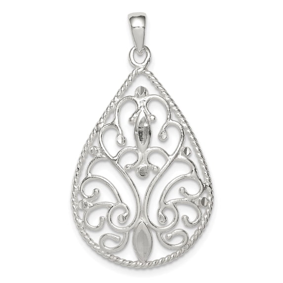 Sterling Silver Polished Diamond-cut Pendant