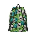 thumbnail image 3 of Balery Skull and Palm Leaves Vintage Canvas Backpack for Men and Women - Large Capacity, Durable Travel Laptop Bag for School, Work, Hiking, and Outdoor Activities, 3 of 7