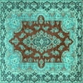 thumbnail image 1 of Ahgly Company Indoor Square Persian Turquoise Blue Traditional Area Rugs, 3' Square, 1 of 4
