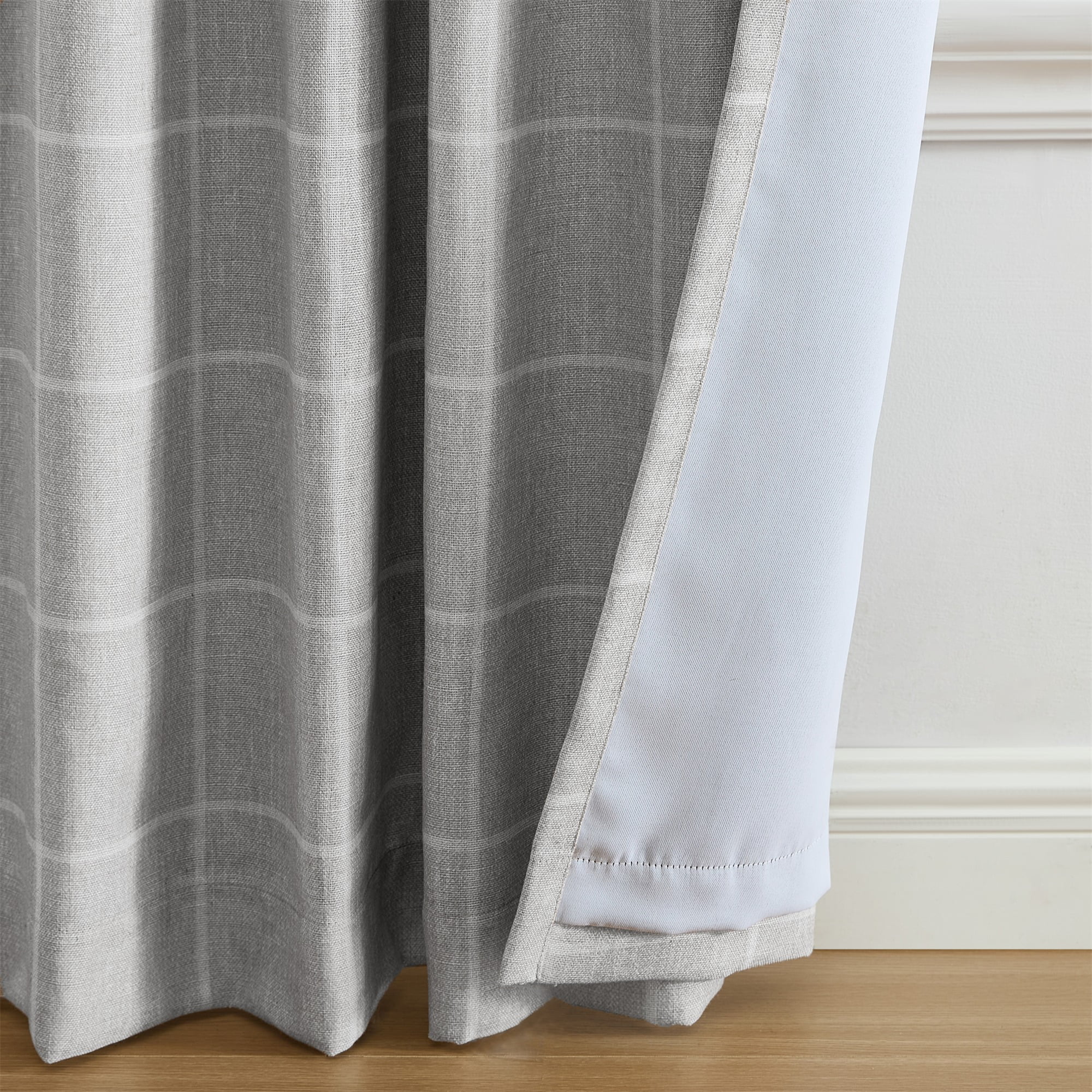 Elrene Home Fashions Sawyer Windowpane Plaid Blackout Window Curtain, Gray, 52" x 95"