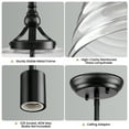 thumbnail image 3 of KAISITE Modern Black Metal Pendant Light Transparent Glass Dome Ripple Lampshade Pendant Lamp Kitchen Island Lighting Dining Room, 3 of 8