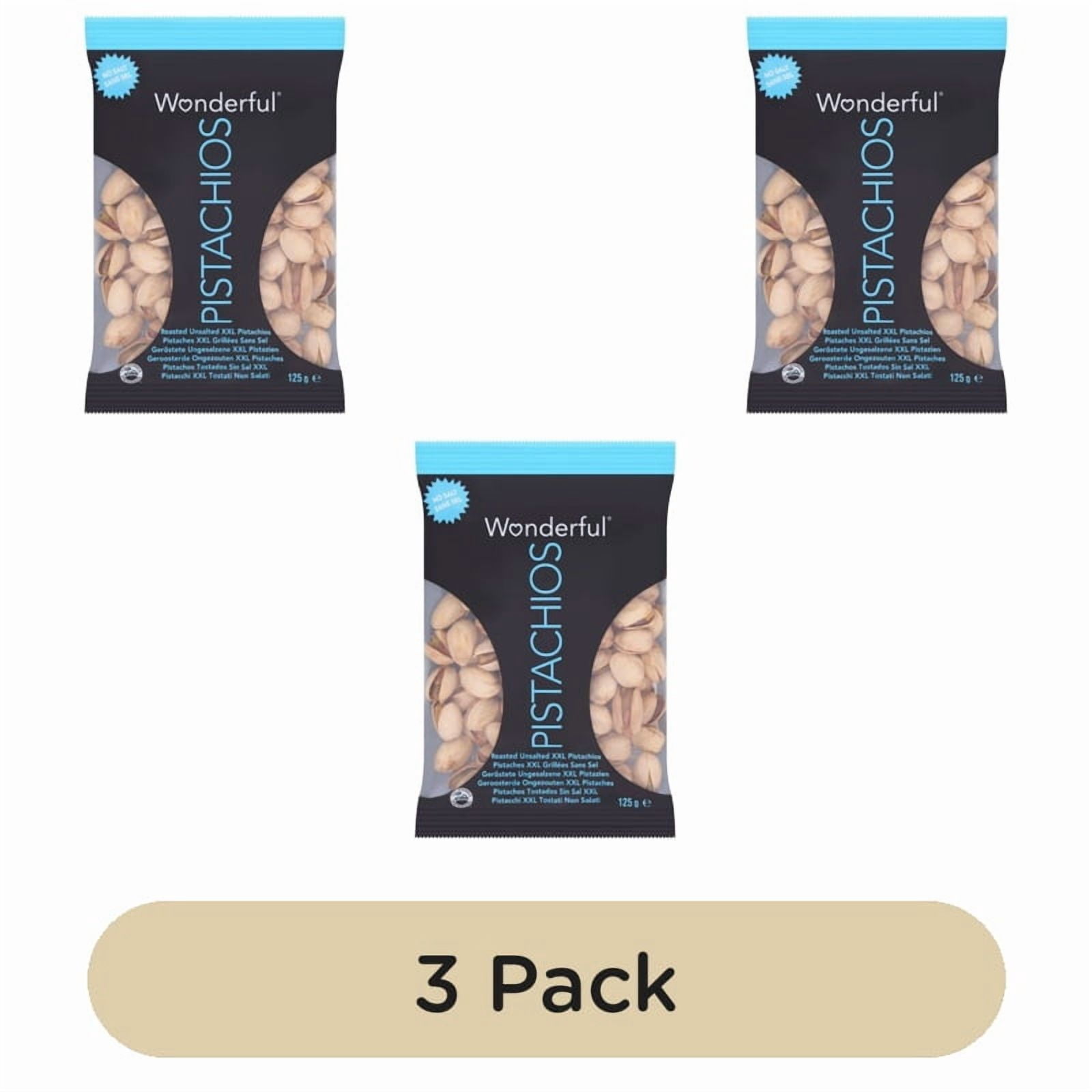 Wonderful Pistachios Roasted No Salt 125g, British Import (Pack of 3)