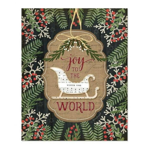Joy To The World Rustic Wood Style Wall Sign 12x15