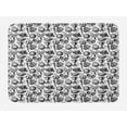 thumbnail image 1 of Sport Bath Mat, Monochrome Trophy Baseball Glove Ping Pong Ball Sketch Style Bat Tournament Inspired, Non-Slip Plush Mat Bathroom Kitchen Laundry Room Decor, 29.5 X 17.5 Inches, Black White, Ambesonne, 1 of 2