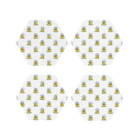 

Tideii Rubber Duck Showe for Leather Coasters 4 Pieces Anti-fouling and Anti-scalding Decorative Coasters Suitable for Restaurants Kitchens Coffee Shops-Hexagon