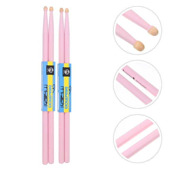 Raindrops 2 Pairs Pink Drum Sticks Kids Comfortable Grip Drumsticks Professional Child