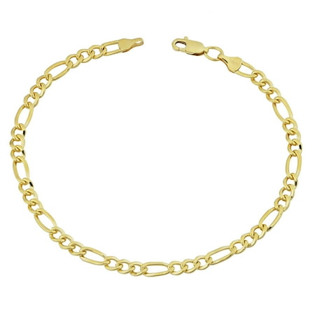 14K Yellow Gold Filled Solid Figaro Chain Bracelet, 4.0 mm, 8.5"