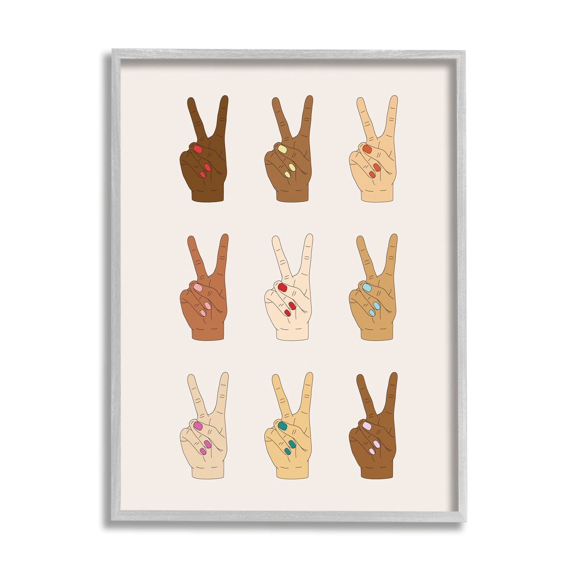 Stupell Industries Diversity Inclusion Hand Peace Sign Painted Nails,24 x 30, Design by JJ Design House LLC