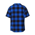 thumbnail image 2 of KLL Buffalo Plaid Blue Black Print Men's Shirt Short Sleeve Button Down Summer Cuba Beach Shirts- 4X-Large, 2 of 7